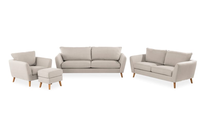Trend Soffgrupp 3-sits + 2-sits Soffa + Fåtölj + Fotpall i Tyg - Beige - Möbler - Soffa - Soffgrupp - Howard soffgrupp