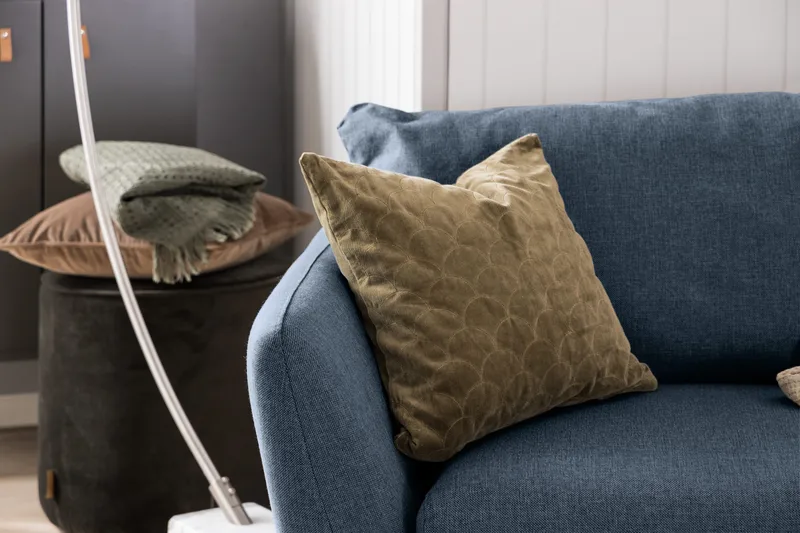 Trend Soffgrupp 3-sits + 2-sits Soffa + Fåtölj + Fotpall i Tyg - Blå - Möbler - Soffa - Soffgrupp
