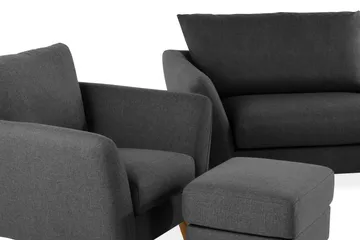 Trend Soffgrupp 3-sits + 2-sits Soffa + Fåtölj + Fotpall i Tyg - Svart - Möbler - Soffa - Soffgrupp