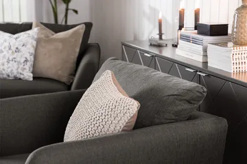 Trend Soffgrupp 3-sits + 2-sits Soffa + Fåtölj + Fotpall i Tyg - Svart - Möbler - Soffa - Soffgrupp
