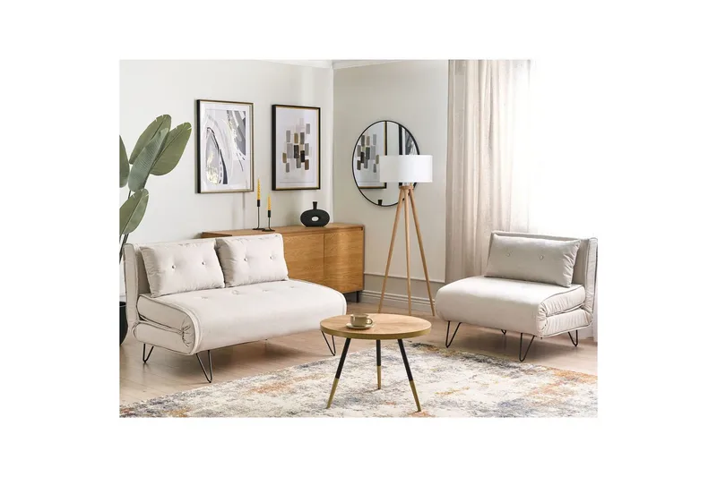 Soffgrupp Vestfold Beige/svart, Polyester - Beige/svart, Polyester - Möbler - Soffa - Soffgrupp