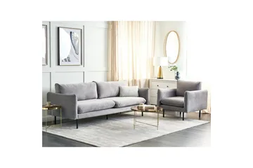 Soffgrupp Vinterbro Grå/svart, Sammet - Grå/svart, Sammet - Möbler - Soffa - Soffgrupp