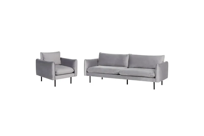 Soffgrupp Vinterbro Grå/svart, Sammet, Grå/svart, Sammet
