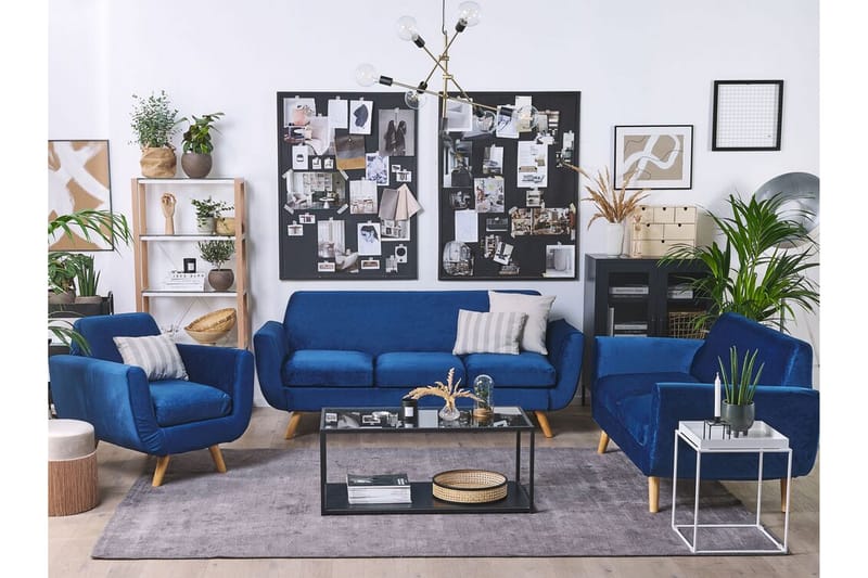 2-sits Soffklädsel Bernes - Sammet/Blå - Möbler - Soffa - Sofftillbehör