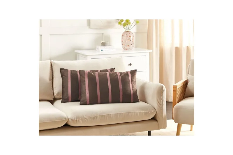 Prydnadskuddar Crodyline set om 2 Brun/Rosa - Brun/Rosa - Textil & mattor - Kudde & kuddfodral - Prydnadskudde & soffkudde