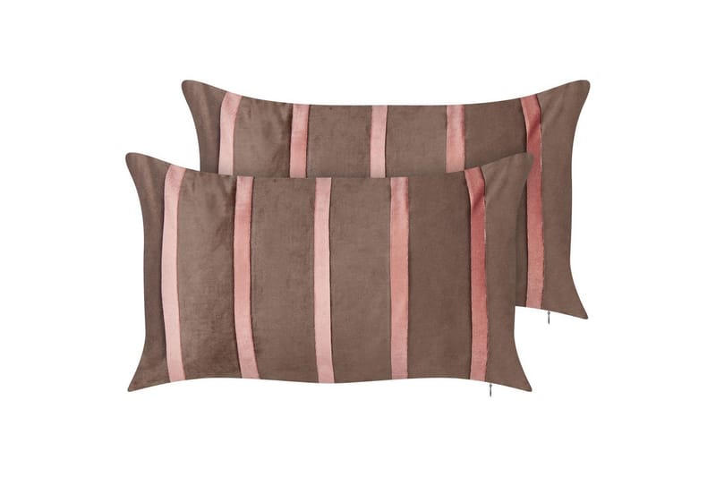 Prydnadskuddar Crodyline set om 2 Brun/Rosa - Brun/Rosa - Möbler - Soffa - Sofftillbehör - Rengöring soffa - Möbelvård till tyg