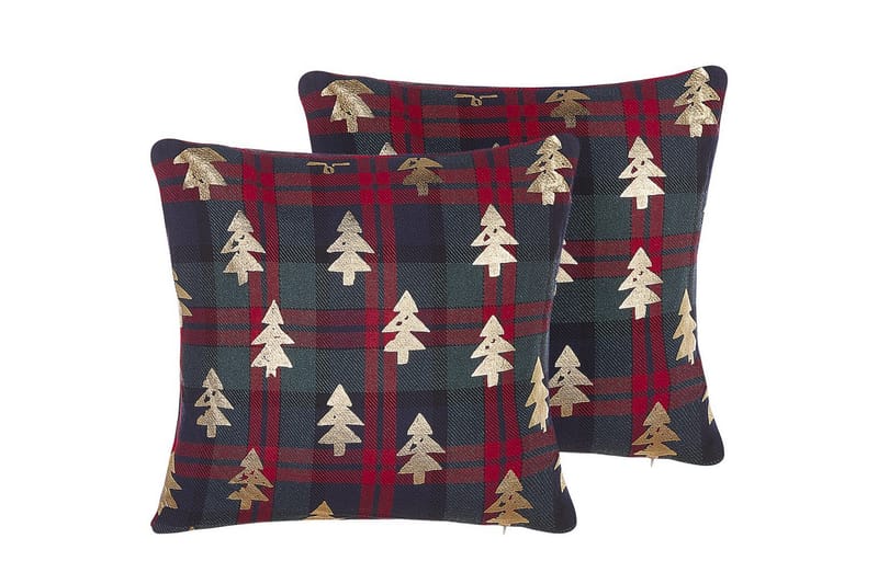 Prydnadskuddar Cupid set om 2 Grönt/rött/guld, Polyester - Grönt/rött/guld, Polyester - Möbler - Soffa - Sofftillbehör - Rengöring soffa - Möbelvård till tyg