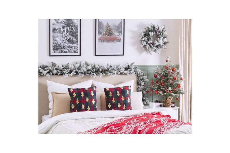Prydnadskuddar Cupid set om 2 Grönt/rött/guld, Polyester - Grönt/rött/guld, Polyester - Möbler - Soffa - Sofftillbehör - Rengöring soffa - Möbelvård till tyg