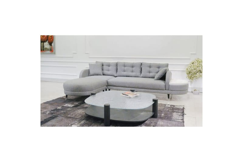 Sosrisoffsäng Albuferia Sosri Grå - Grå - Möbler - Soffa - Divansoffa & schäslongsoffa - 3 sits soffa med divan