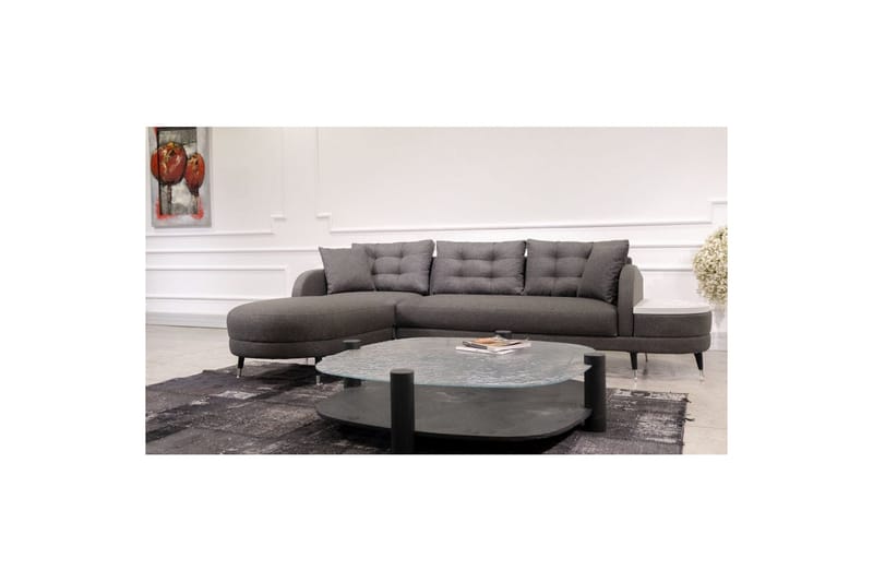 Sufian 3-sits Soffa med Divan - Antracit - Möbler - Soffa - Divansoffa & schäslongsoffa - 3 sits soffa med divan