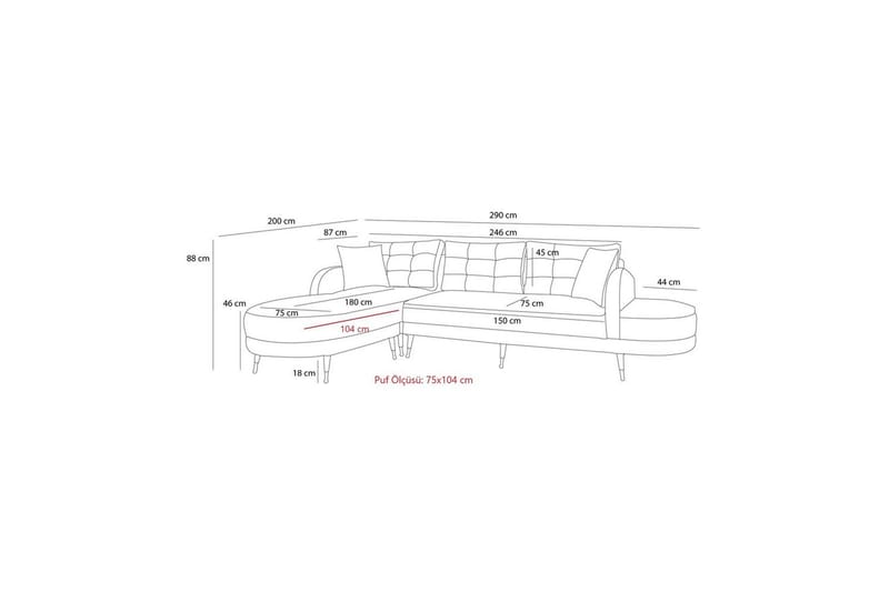 Sufian 3-sits Soffa med Divan - Cremevit - Möbler - Soffa - Divansoffa & schäslongsoffa - 3 sits soffa med divan