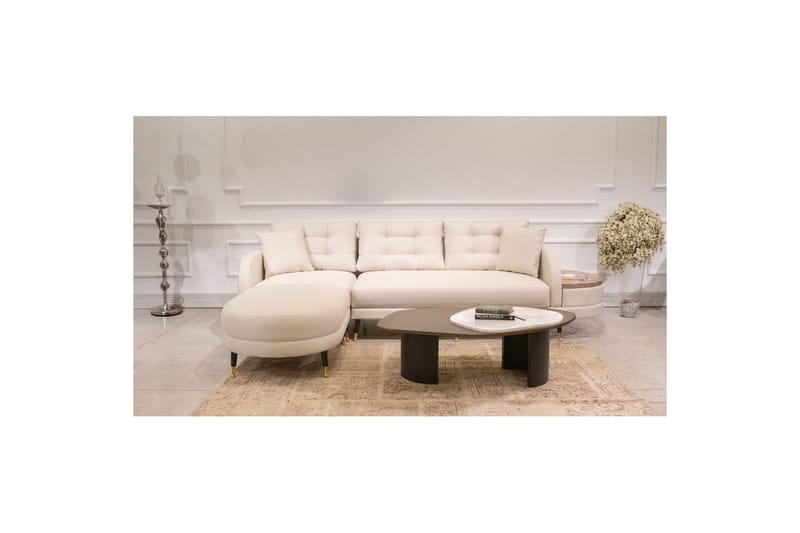 Sufian 3-sits Soffa med Divan - Cremevit - Möbler - Soffa - Divansoffa & schäslongsoffa - 3 sits soffa med divan