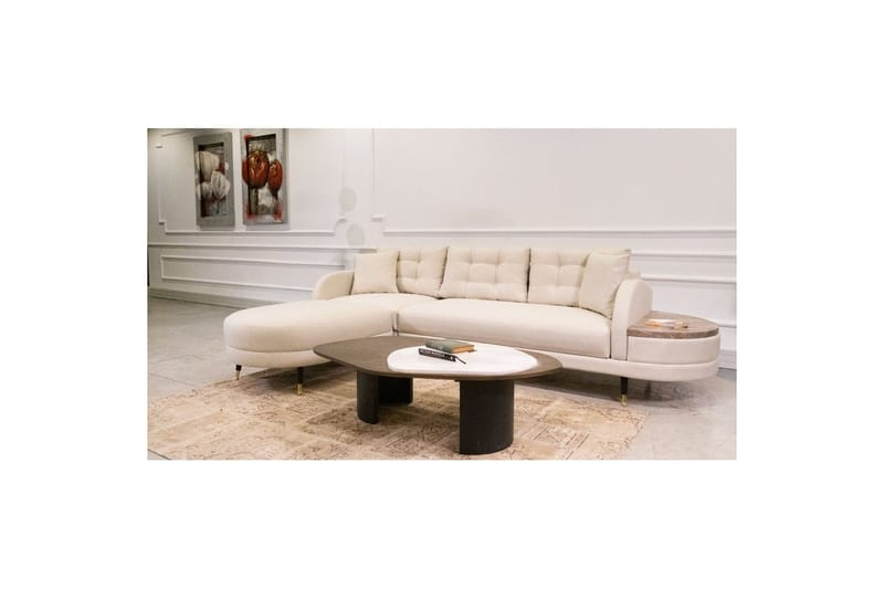 Sufian 3-sits Soffa med Divan - Cremevit - Möbler - Soffa - Divansoffa & schäslongsoffa - 3 sits soffa med divan