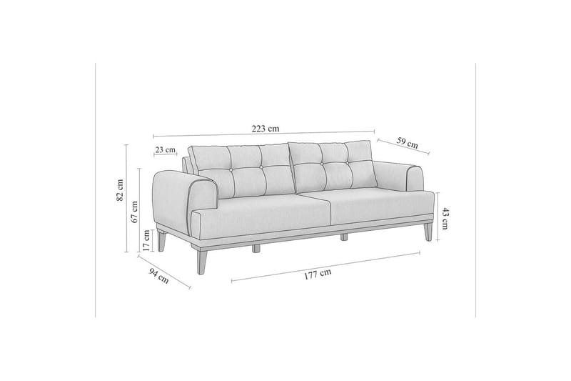 Sufian Soffgrupp 3-sits - Brun/Cremevit - Möbler - Soffa - Soffgrupp