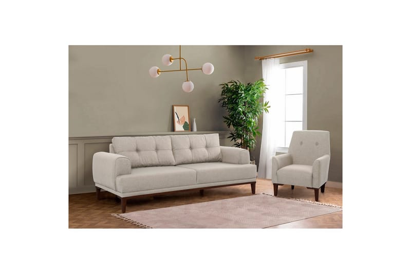 Sufian Soffgrupp 3-sits - Brun/Cremevit - Möbler - Soffa - Soffgrupp