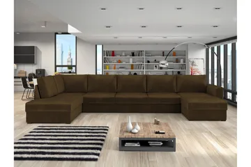 Taberk Soffa med Divan och Schäslong 5-sits - Brun - Möbler - Soffa - Sammetssoffa