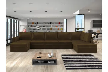 Taberk Soffa med Divan och Schäslong 5-sits - Brun - Möbler - Soffa - Sammetssoffa