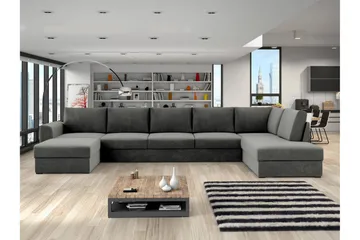 Taberk Soffa med Divan och Schäslong 5-sits - Grå - Möbler - Soffa - Sammetssoffa