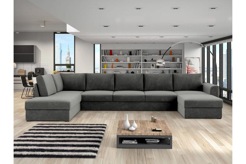 Taberk Soffa med Divan och Schäslong 5-sits - Grå - Möbler - Soffa - Sammetssoffa