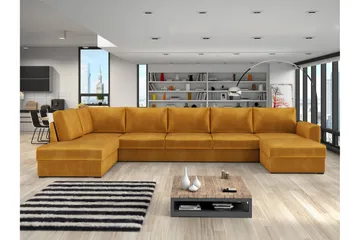 Taberk Soffa med Divan och Schäslong 5-sits - Gul - Möbler - Soffa - Sammetssoffa