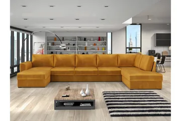 Taberk Soffa med Divan och Schäslong 5-sits - Gul - Möbler - Soffa - Sammetssoffa