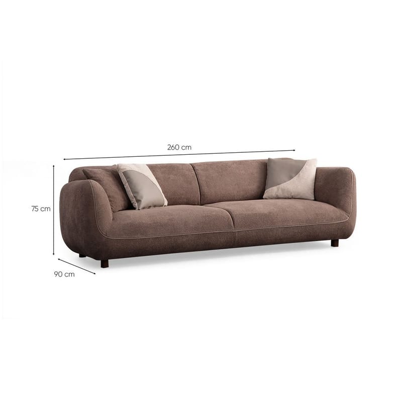 Talrosen 4-sits Svängd Soffa 260 cm i Tyg - Brun - Möbler - Soffa - 4 sits soffa