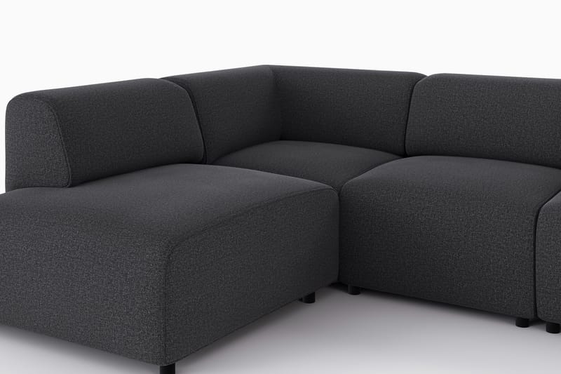 Torvasen 5-sits Soffa med Divan Vänster i Tyg - Svart - Möbler - Soffa - Divansoffa & schäslongsoffa