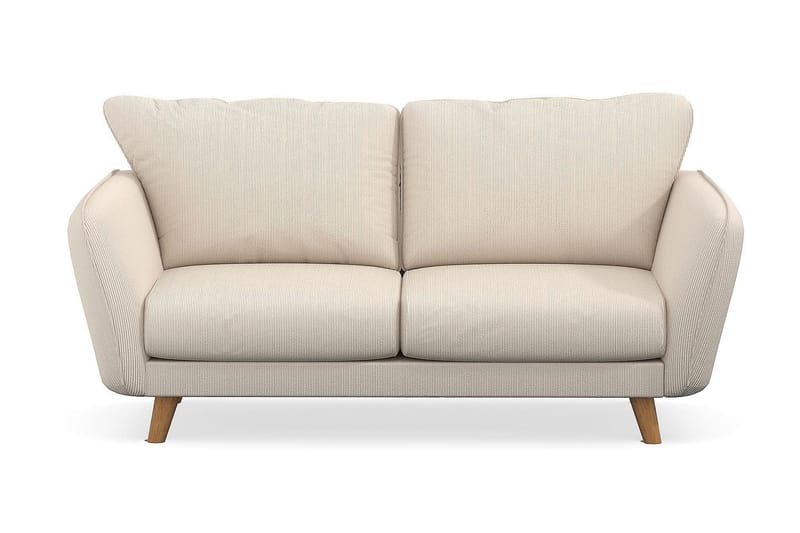 Trend Lyx 2-sits Soffa med Utsvängda Armstöd i Manchestertyg med Träben, Beige