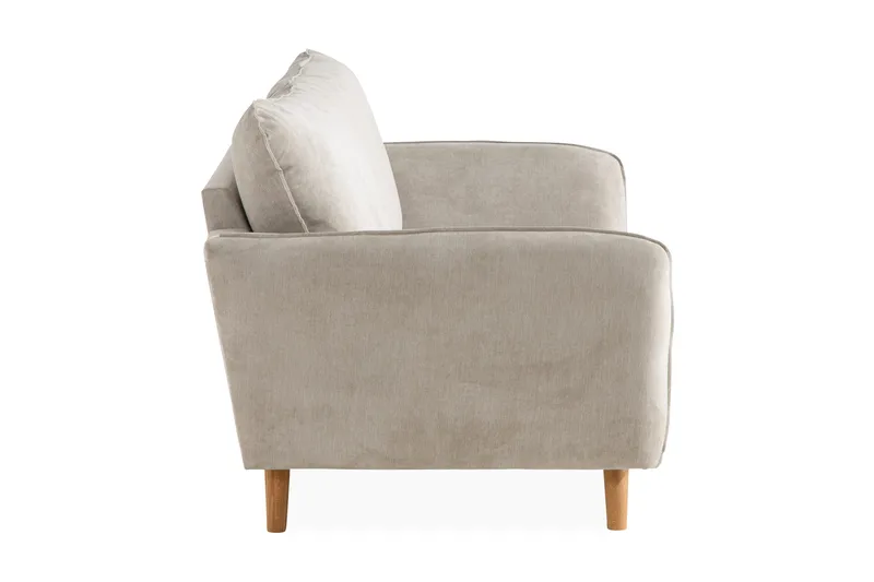 Trend Lyx 2-sits Soffa med Utsvängda Armstöd i Tyg med Träben - Beige - Möbler - Soffa - 2 sits soffa