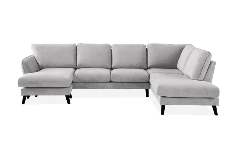 Trend Lyx 4-sits Högervänd U-formad Soffa med Divan och Schäslong i Tyg, Ljusgrå