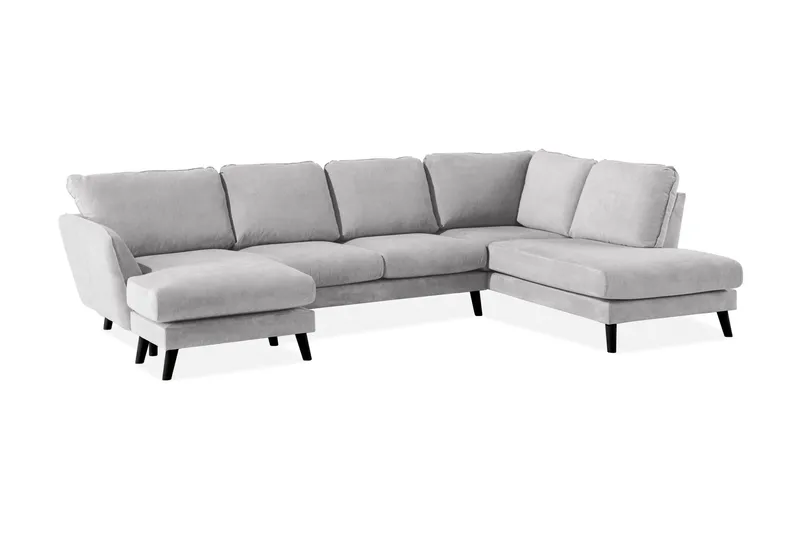 Trend Lyx 4-sits Högervänd U-formad Soffa med Divan och Schäslong i Tyg - Ljusgrå - Möbler - Soffa - U-soffa