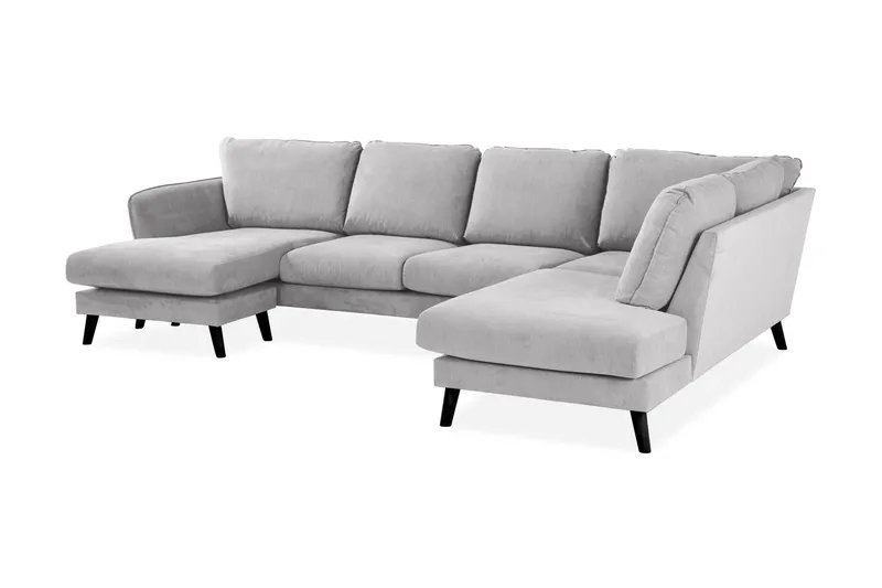 Trend Lyx 4-sits Högervänd U-formad Soffa med Divan och Schäslong i Tyg - Ljusgrå - Möbler - Soffa - U-soffa