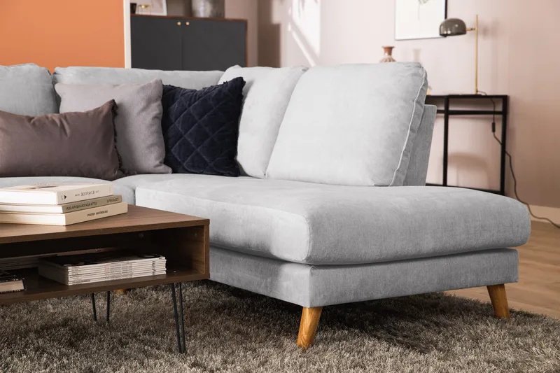Trend Lyx 4-sits Högervänd U-formad Soffa med Divan och Schäslong i Tyg - Ljusgrå - Möbler - Soffa - U-soffa
