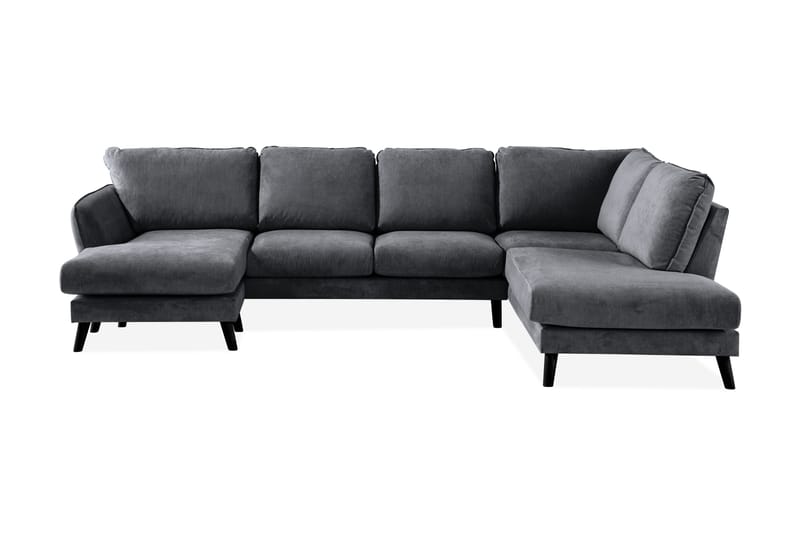 Trend Lyx 4-sits Högervänd U-formad Soffa med Divan och Schäslong i Tyg, Mörkgrå