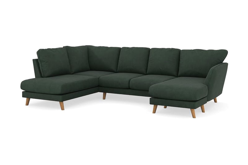 Trend Lyx 4-sits Vänstervänd U-formad Soffa med Divan och Schäslong i Manchester - Mörkgrön - Möbler - Soffa - U-soffa