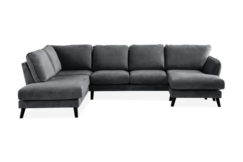 Trend Lyx 4-sits Vänstervänd U-formad Soffa med Divan och Schäslong i Tyg, Mörkgrå