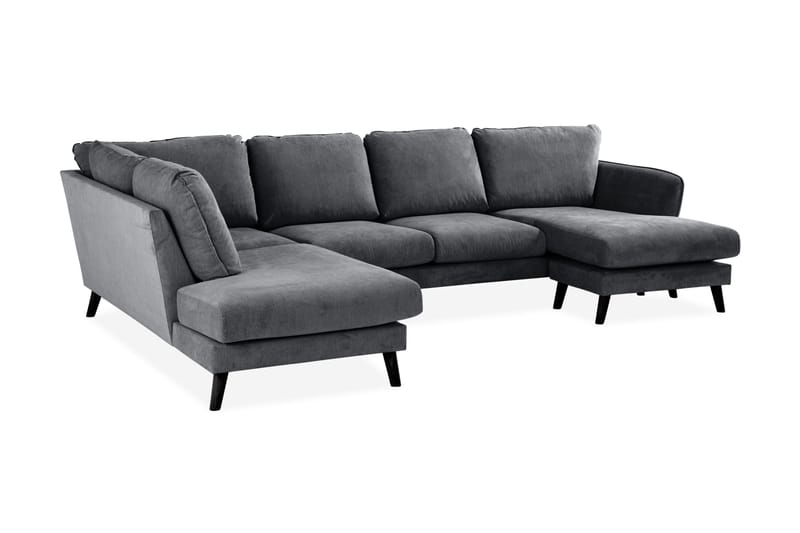 Trend Lyx 4-sits Vänstervänd U-formad Soffa med Divan och Schäslong i Tyg - Mörkgrå - Möbler - Soffa - U-soffa