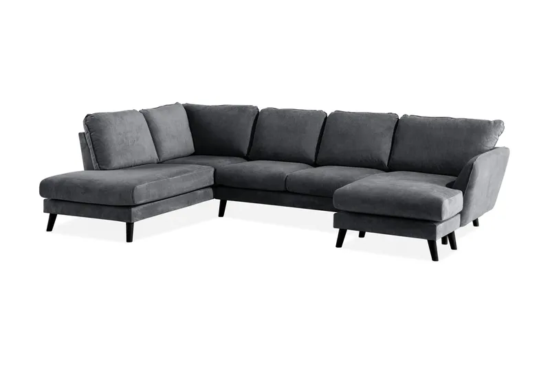 Trend Lyx 4-sits Vänstervänd U-formad Soffa med Divan och Schäslong i Tyg - Mörkgrå - Möbler - Soffa - U-soffa