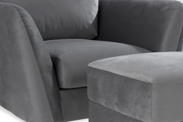 Trend Soffgrupp 3-sits + 2-sits Soffa + Fåtölj + Fotpall i Sammet - Ljusgrå - Möbler - Soffa - Soffgrupp