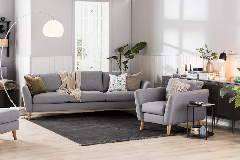 Trend Soffgrupp 3-sits + 2-sits Tygsoffa - Ljusgrå - Möbler - Soffa - Soffgrupp
