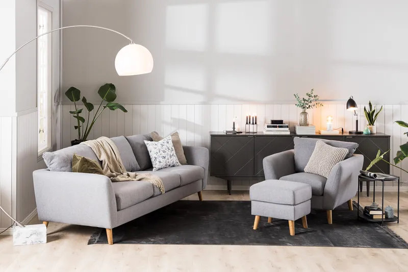 Trend Soffgrupp 3-sits + 2-sits Tygsoffa - Ljusgrå - Möbler - Soffa - Soffgrupp