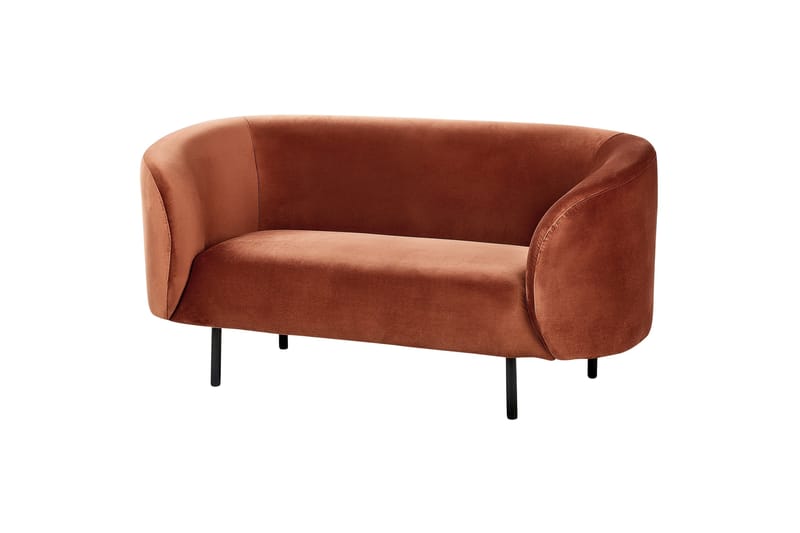 Tuka 2-sits Soffa i Sammet med Metallben - Orange|Svart - Möbler - Soffa - Sammetssoffa