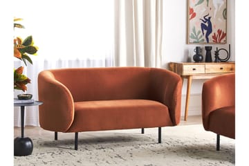 Tuka 2-sits Soffa i Sammet med Metallben - Orange|Svart - Möbler - Soffa - Sammetssoffa