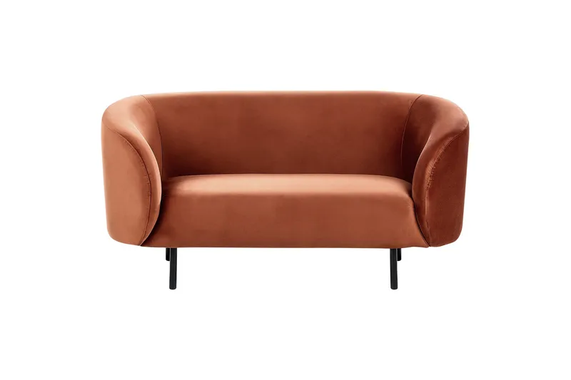 Tuka 2-sits Soffa i Sammet med Metallben, Orange|Svart