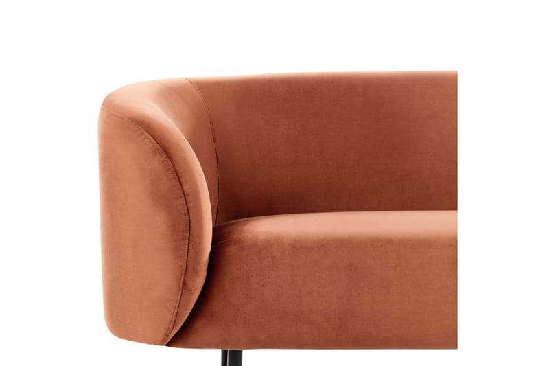 Tuka 2-sits Soffa i Sammet med Metallben - Orange|Svart - Möbler - Soffa - Sammetssoffa