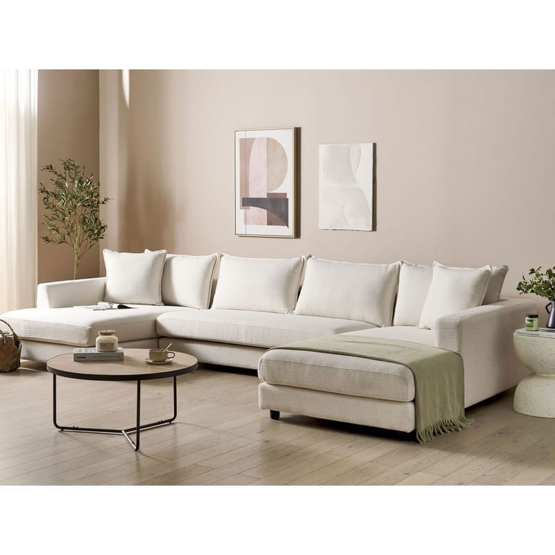 U-formad soffa Lilviken - Ljusbeige, svart - Möbler - Soffa - U-soffa