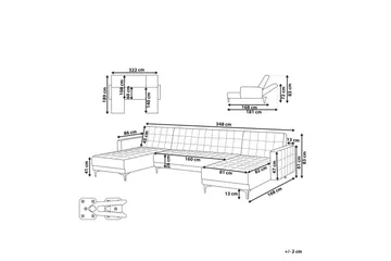 U-formad soffa med fotpall Aberdeen Grå/Silver - Grå/Silver - Möbler - Soffa - Soffgrupp