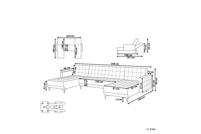 U-formad soffa med fotpall Aberdeen Grå/Silver - Grå/Silver - Möbler - Soffa - Soffgrupp