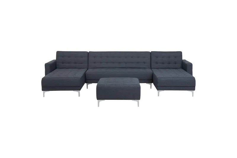 U-formad soffa med fotpall Aberdeen Grå/Silver, Grå/Silver