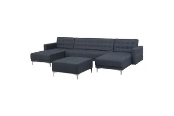 U-formad soffa med fotpall Aberdeen Grå/Silver - Grå/Silver - Möbler - Soffa - Soffgrupp